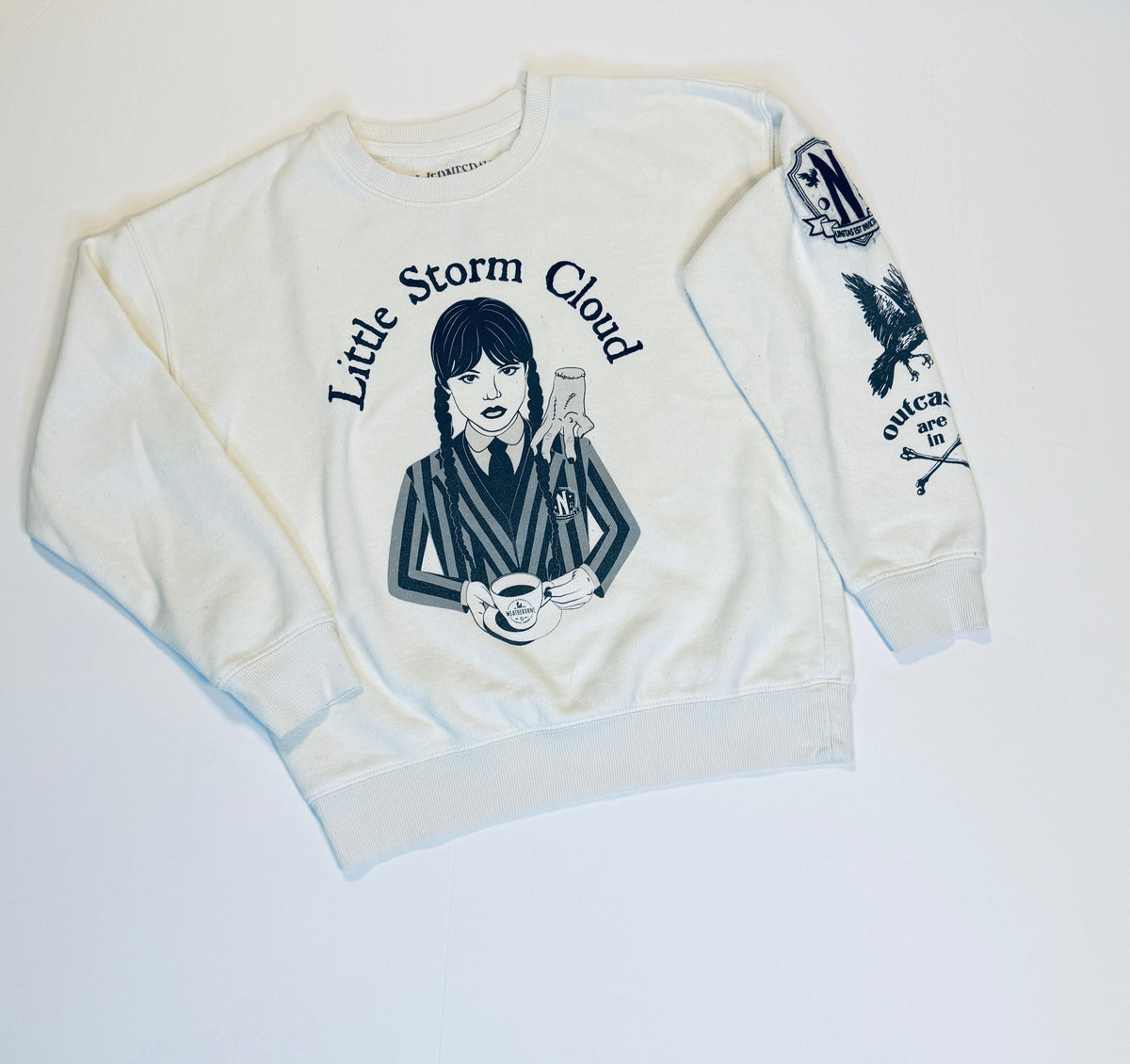 155 Girls Size 12 Wednesday Sweatshirt - 2 small dots (see picture) and some light wash wear