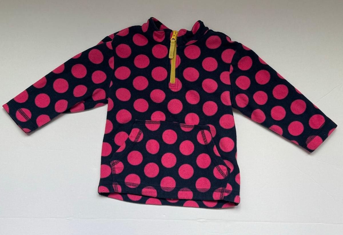 #82 Hanna Andersson Pink and Navy Fleece Pullover Girls Size 90 cm / 3T