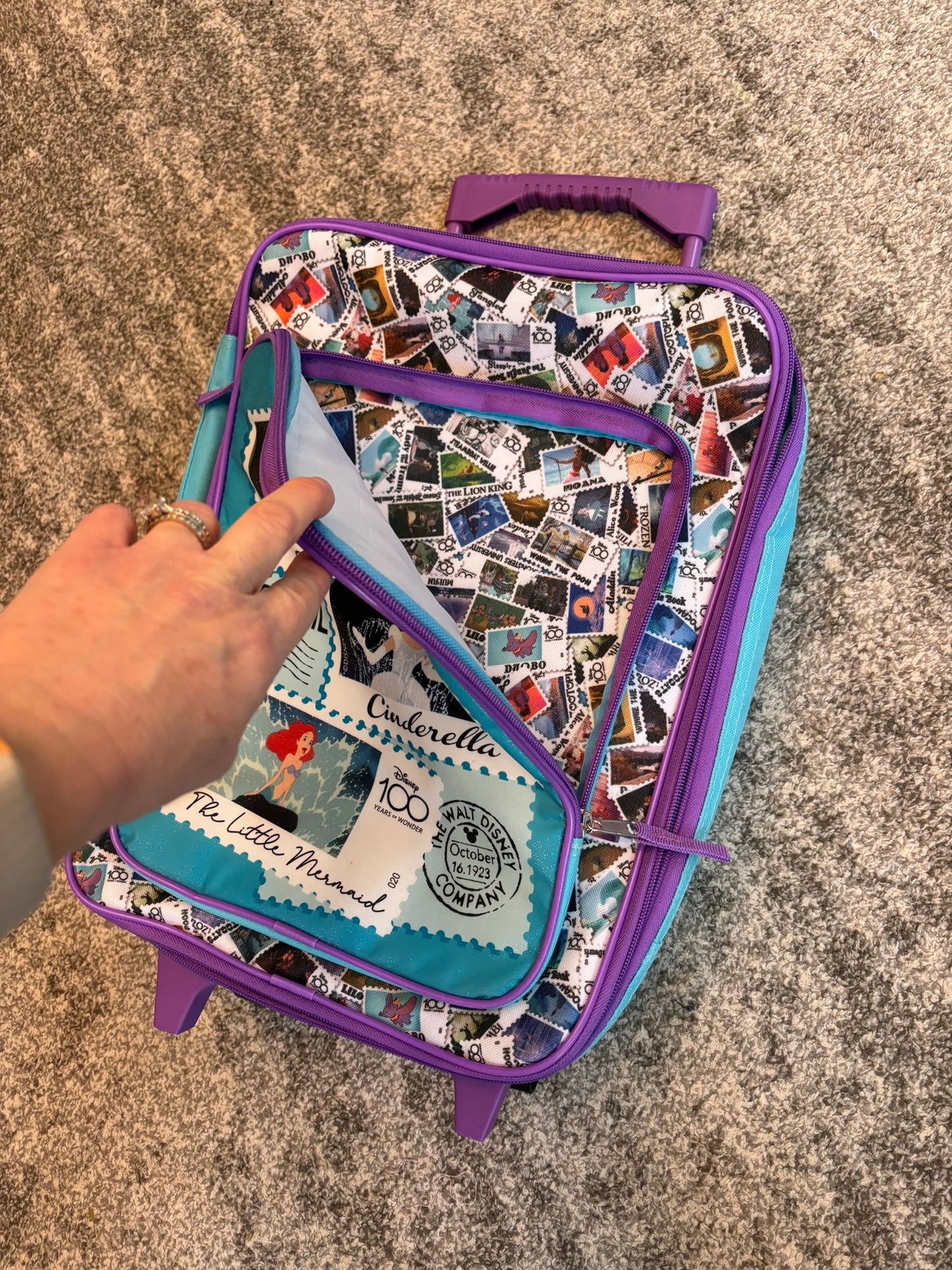 Disney Princess Roller Bag Suitcase Teal Purple