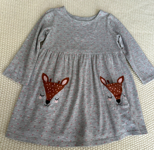 #93 Jumping Beans Gray Deer All-Day-Play Dress Girls 18M