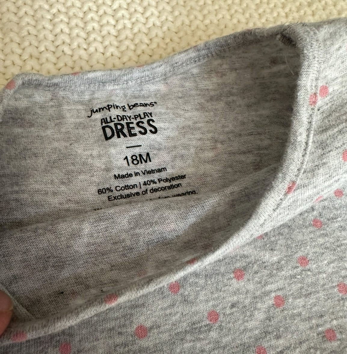 #93 Jumping Beans Gray Deer All-Day-Play Dress Girls 18M