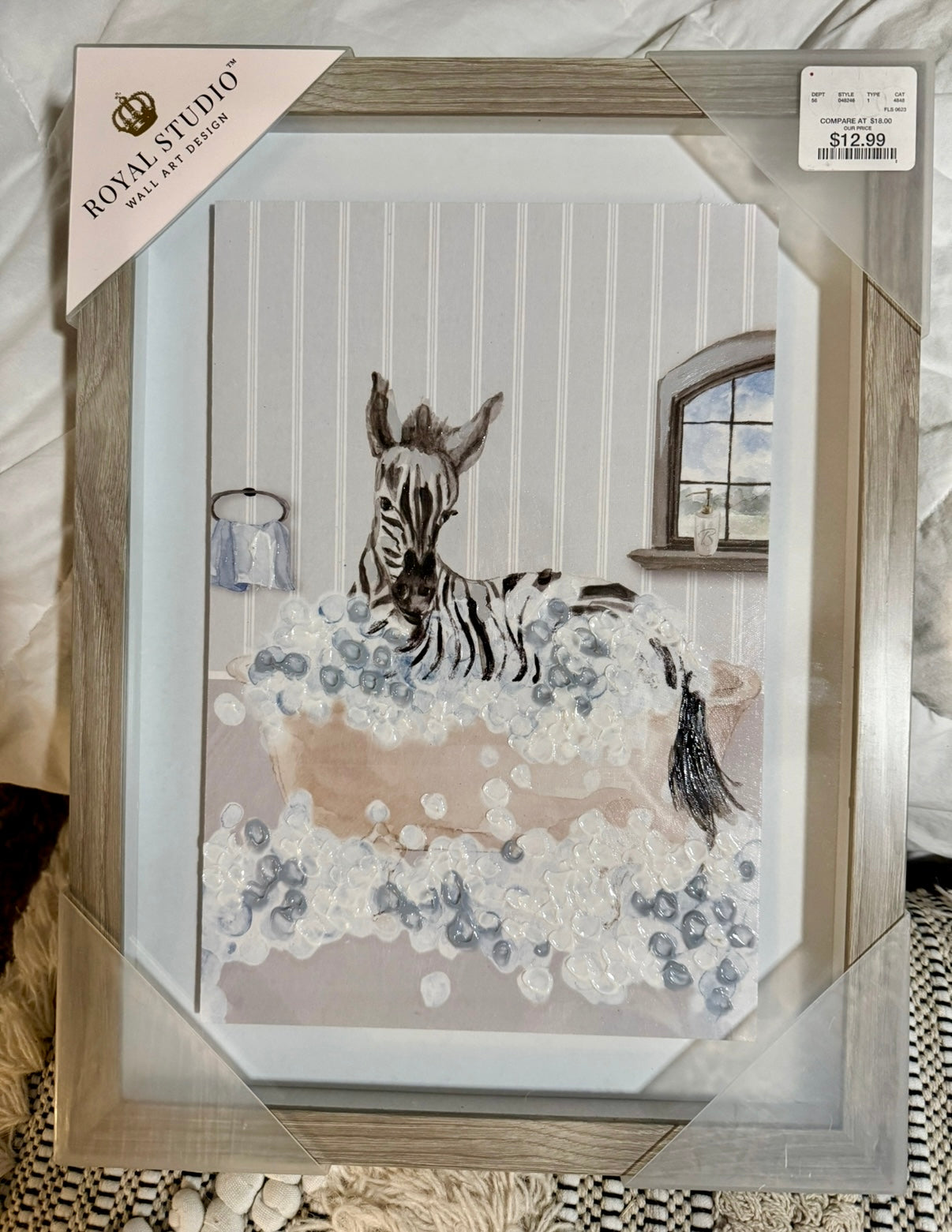 Zebra in Bath Tub Picture Frame | NWT Paid $12.99