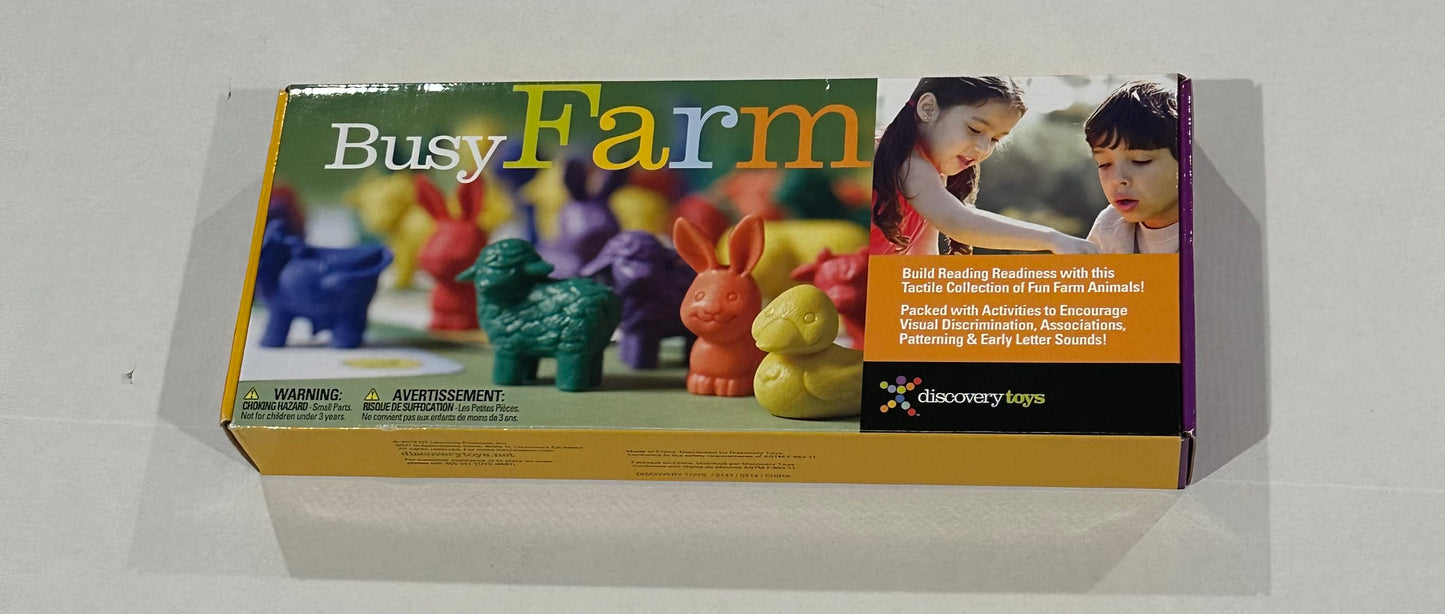 #160 Discovery Toys Busy Farm game with activity sheets double sided and figures