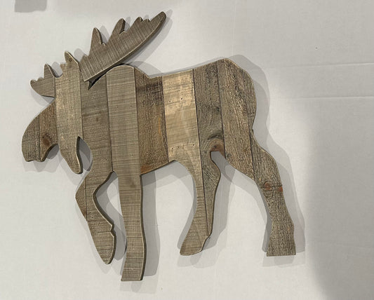 #160 Larger wooden moose hanging for wall