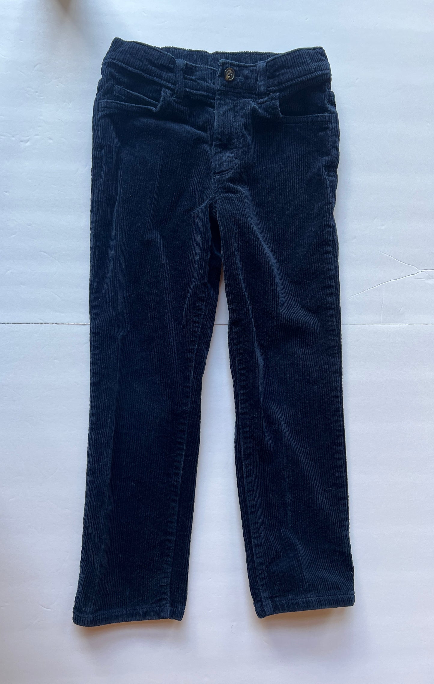 #180 Boys 7 Gymboree Holiday Plaid Set -navy and green twill vest and navy corduroy pants
