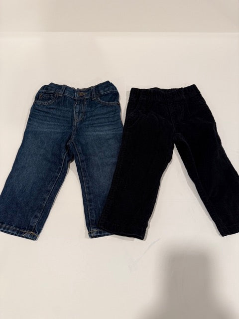 #9 -  Childrens Place / Carters -  Jeans & Black Curdory Pants Set Toddler Boys SIZE  18M