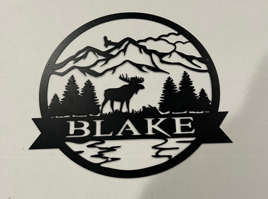 #160 Personalized “Blake” metal wall hanging for room mountains