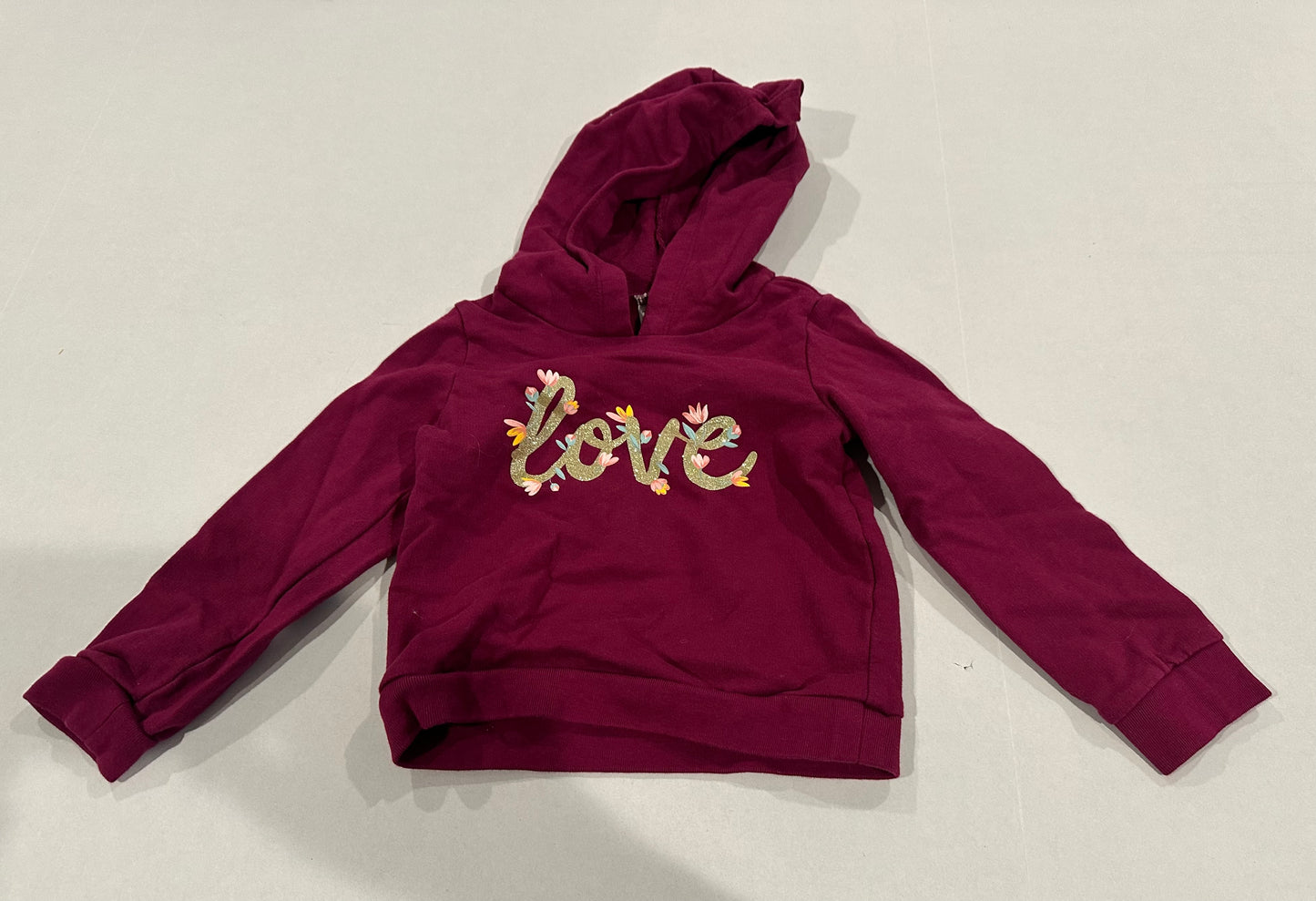 #160 Girls 3T maroon love hooded sweatshirt