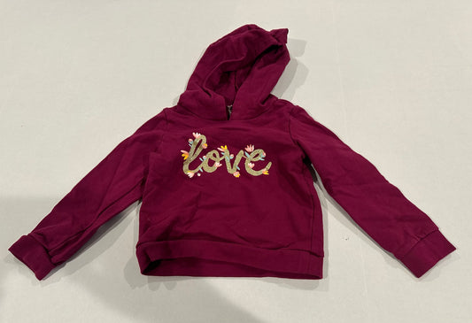 #160 Girls 3T maroon love hooded sweatshirt