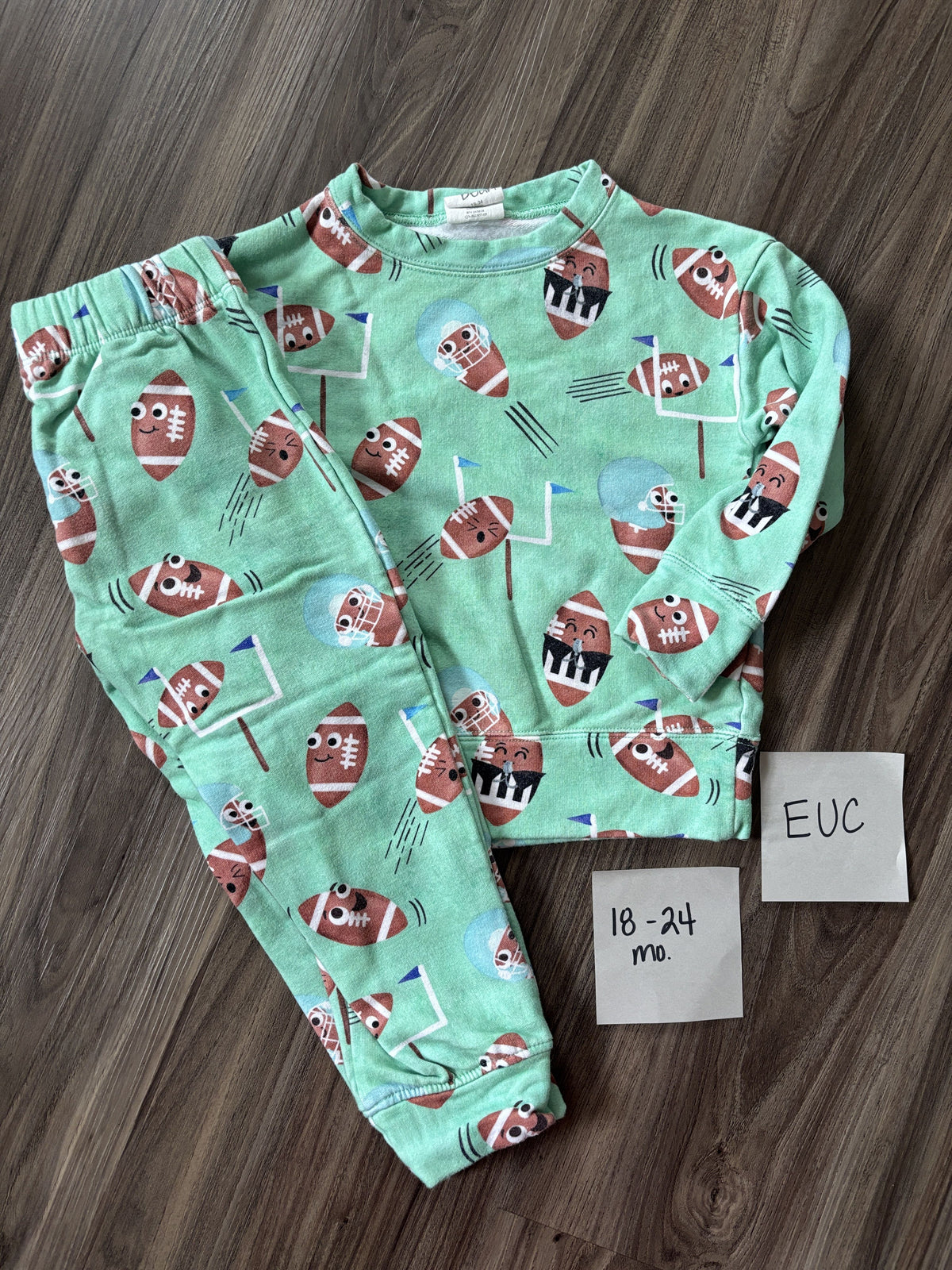 #138 - 18-24 Mo EUC Bamboo (Birdie Bean) Football Jogger Outfit