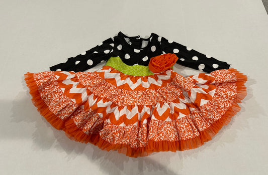 #160 Girls 18 months Ricrac and Ruffles Halloween twirl dress