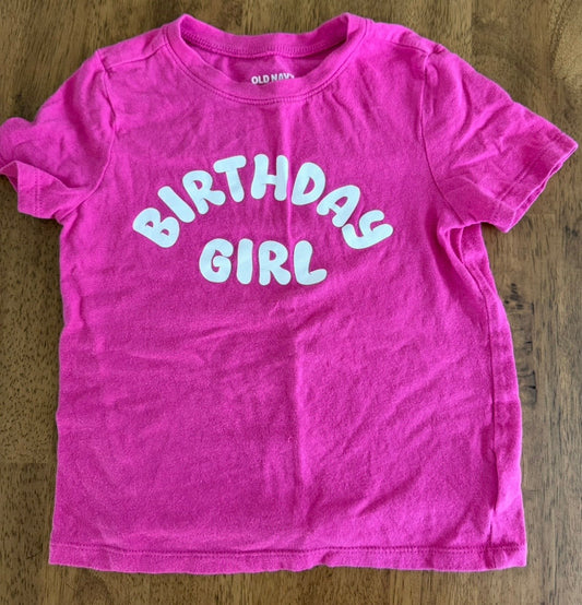 *reduced* #117, Girls 5T, Hot Pink ‘Birthday Girl’ shirt, VGUC
