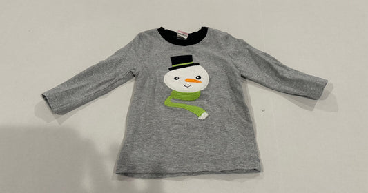 #160 Boys / Gender neutral 18 months Ricrac and Ruffles long sleeve snowman t-shirt