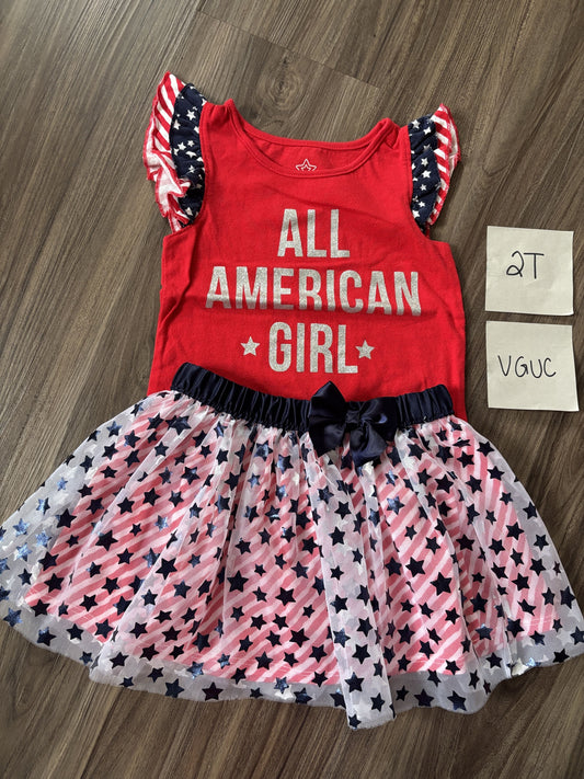 #77 - 2T - VGUC All American Girl Tank + Stars Skirt