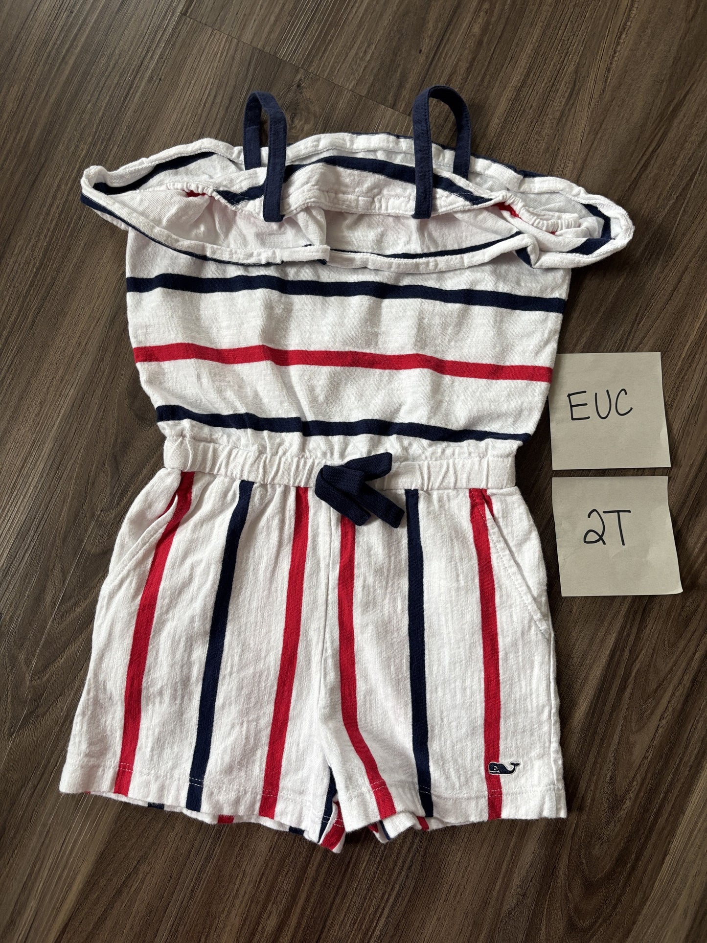 #77 - 2T - EUC Vineyard Vines - Red/Blue Striped Romper