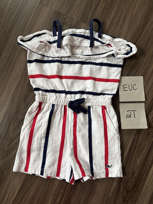 #77 - 2T - EUC Vineyard Vines - Red/Blue Striped Romper