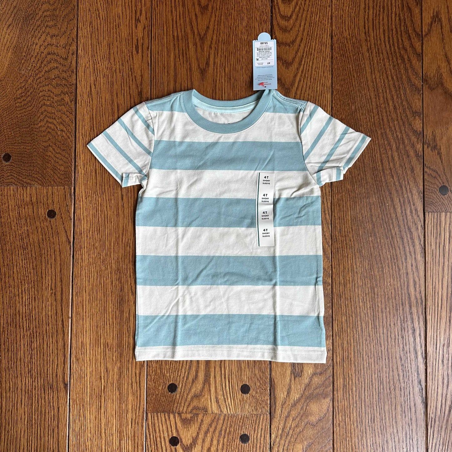 #95 NWT Boys Cat & Jack Blue and White Striped Tshirt, size 4T