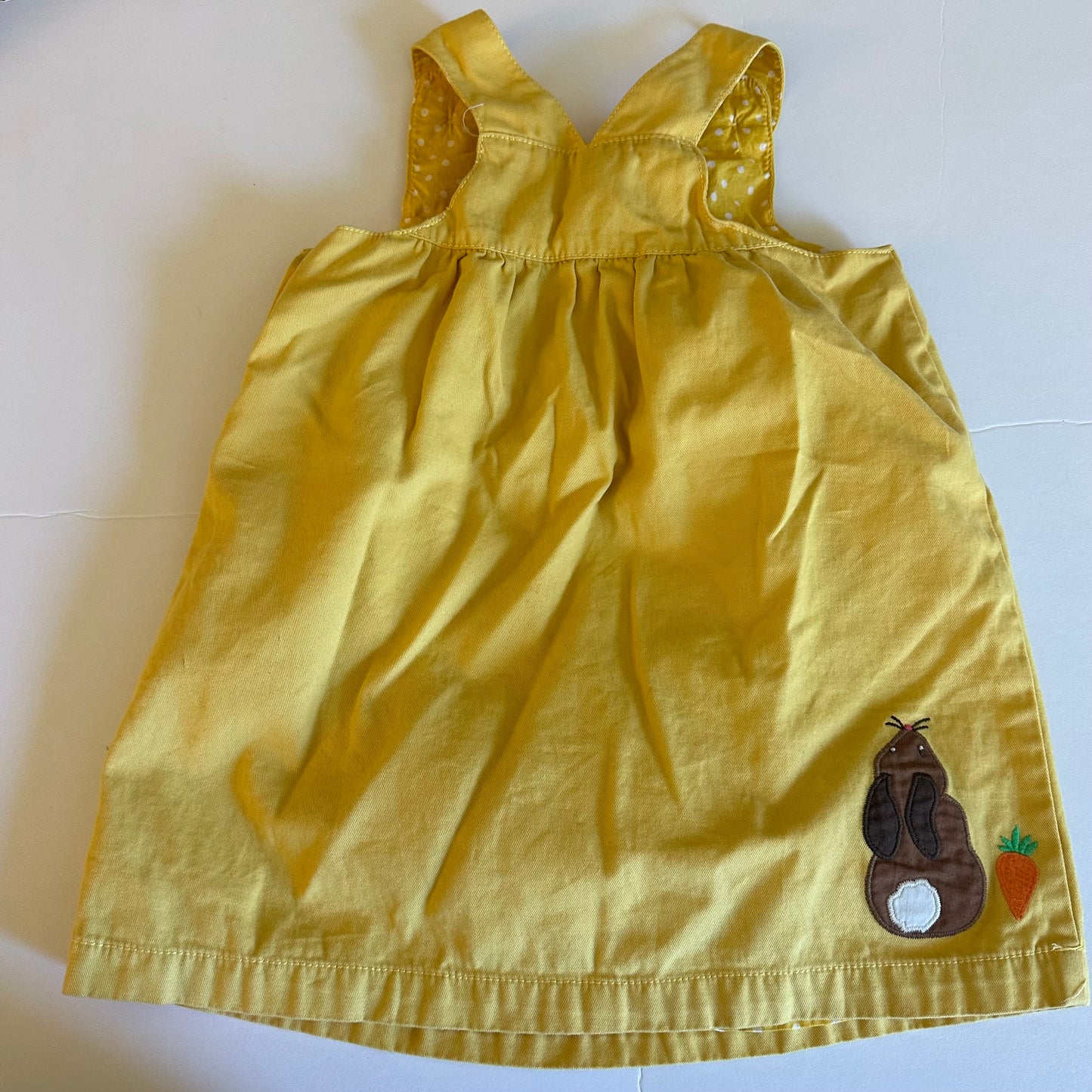 18-24M Baby Boden Yellow Pinafore Dress with Bunnies