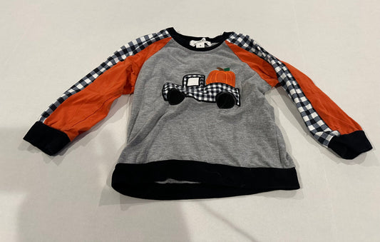 #160 Boys / gender neutral size S (fits like 3T) Marie Nicole long sleeve pumpkin fall shirt