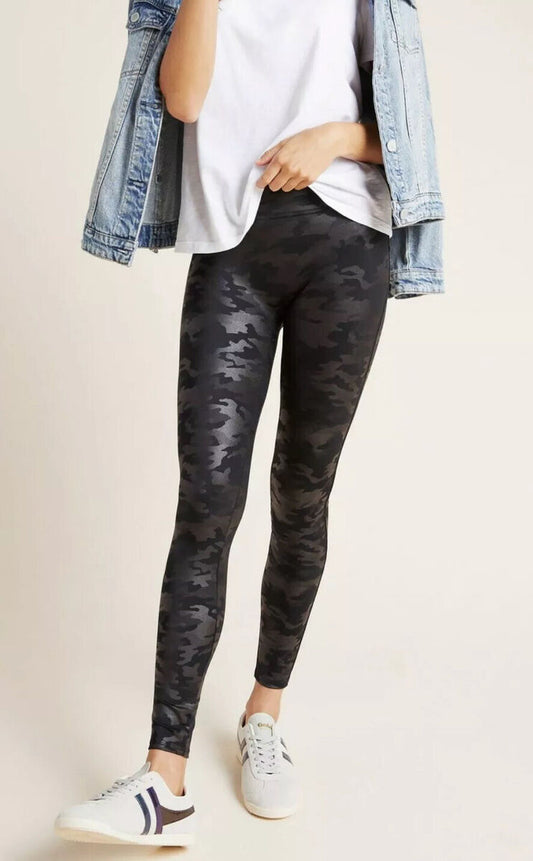 #118 | Size S | Spanx Women's Gray Camo Faux Leather Leggings