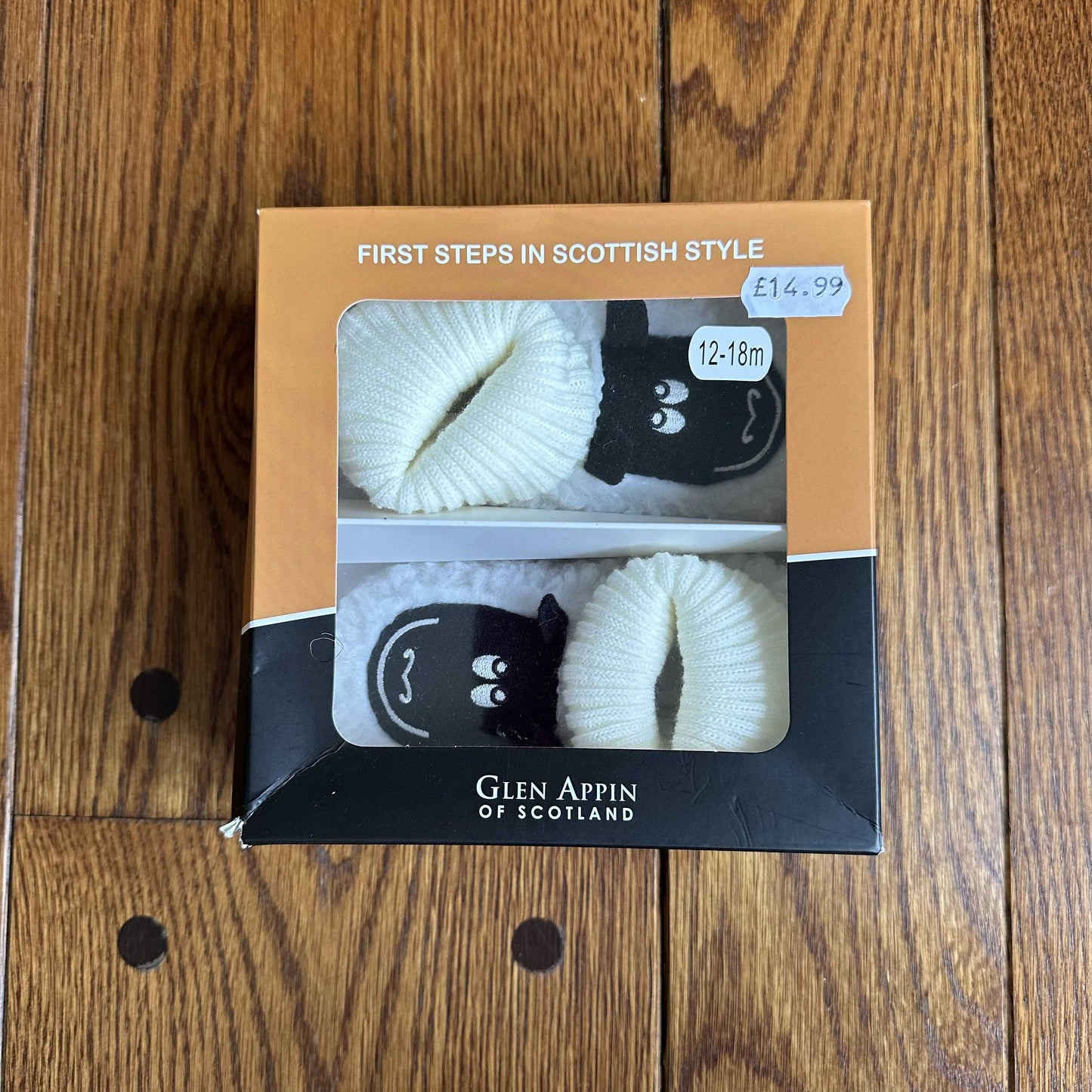 #95 NEW Scottish Sheep Booties, size 12-18 months