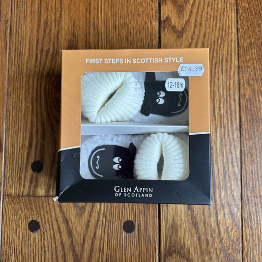 #95 NEW Scottish Sheep Booties, size 12-18 months
