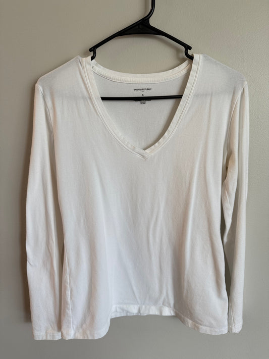 #173-Banana Republic Factory long sleeve white T size S