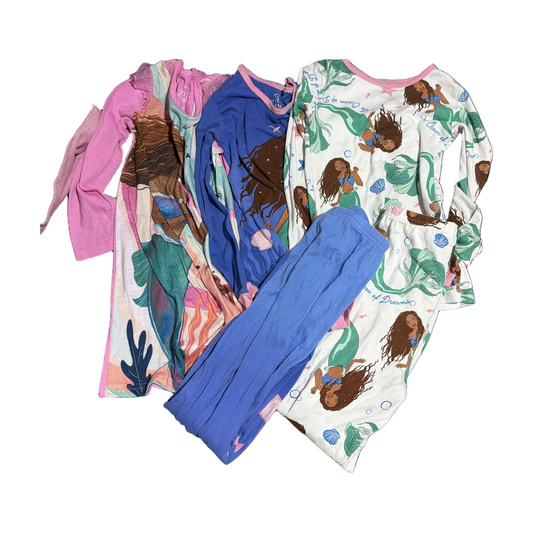 77 - Disney Little Mermaid sz 6 PJs - nightgown & 2 long sleeves * like new