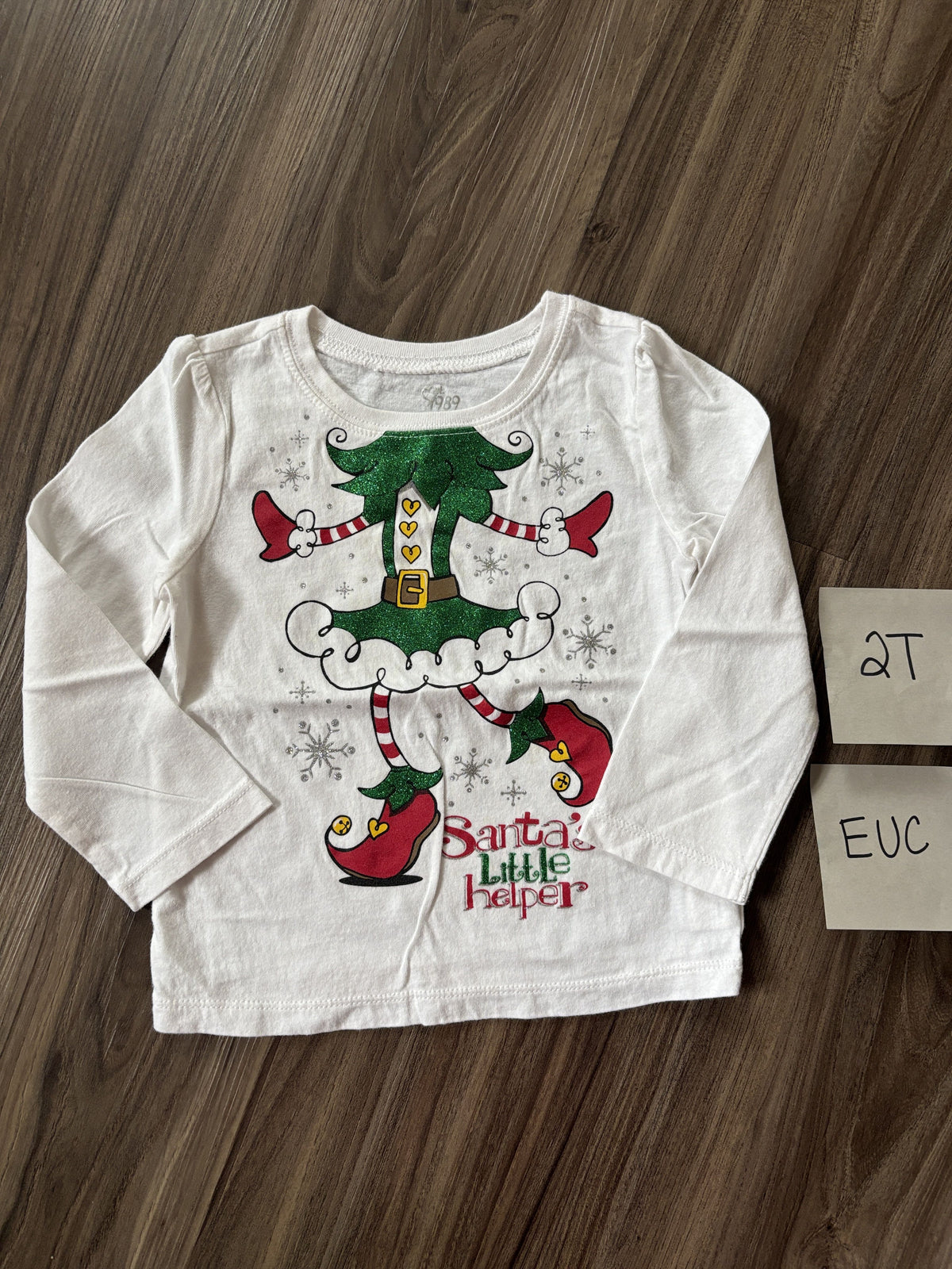 #138 - 2T EUC Children's Place Santa's Little Helper Shirt