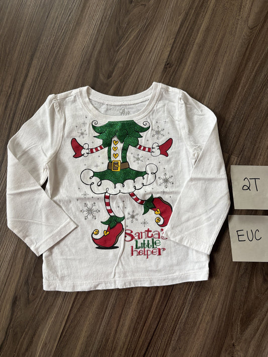 #138 - 2T EUC Children's Place Santa's Little Helper Shirt