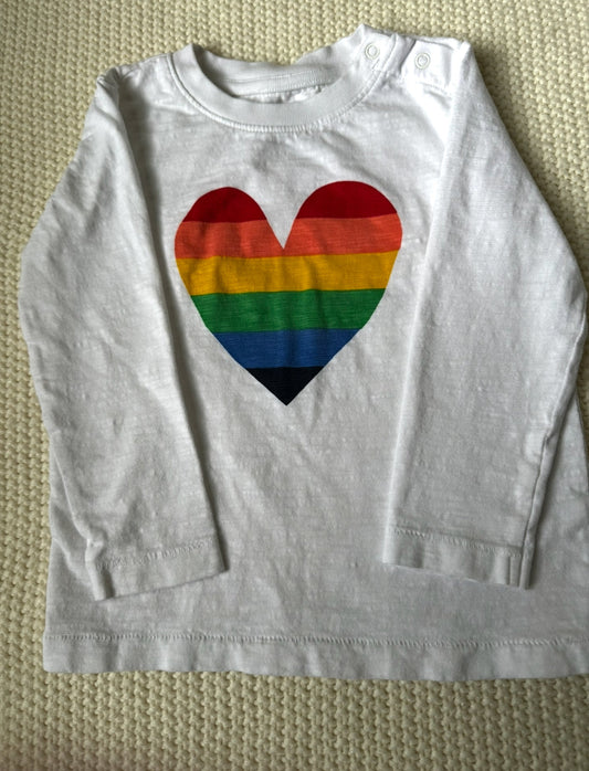 #93 Primary L/S Rainbow Heart T-shirt Girls 18-24M