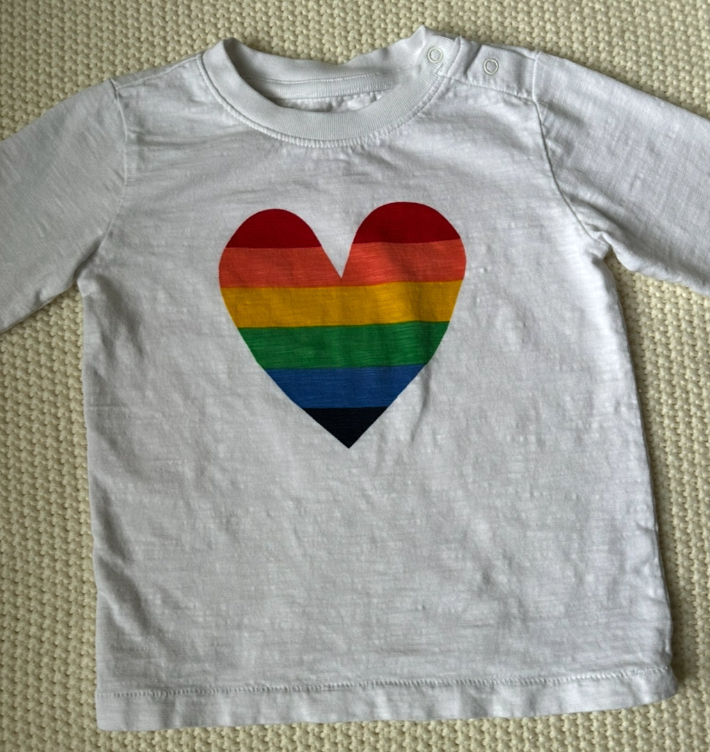 #93 Primary L/S Rainbow Heart T-shirt Girls 18-24M