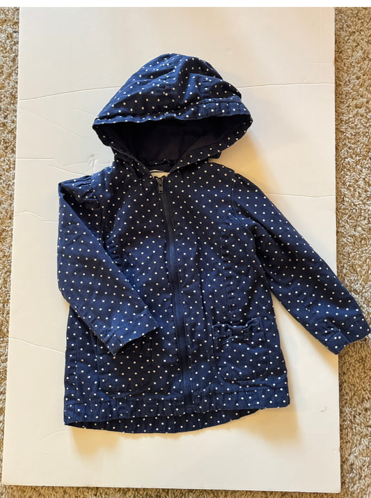 REDUCED PRICE #34 Gymboree size 2 t girls navy white polka dot zip up hooded jacket