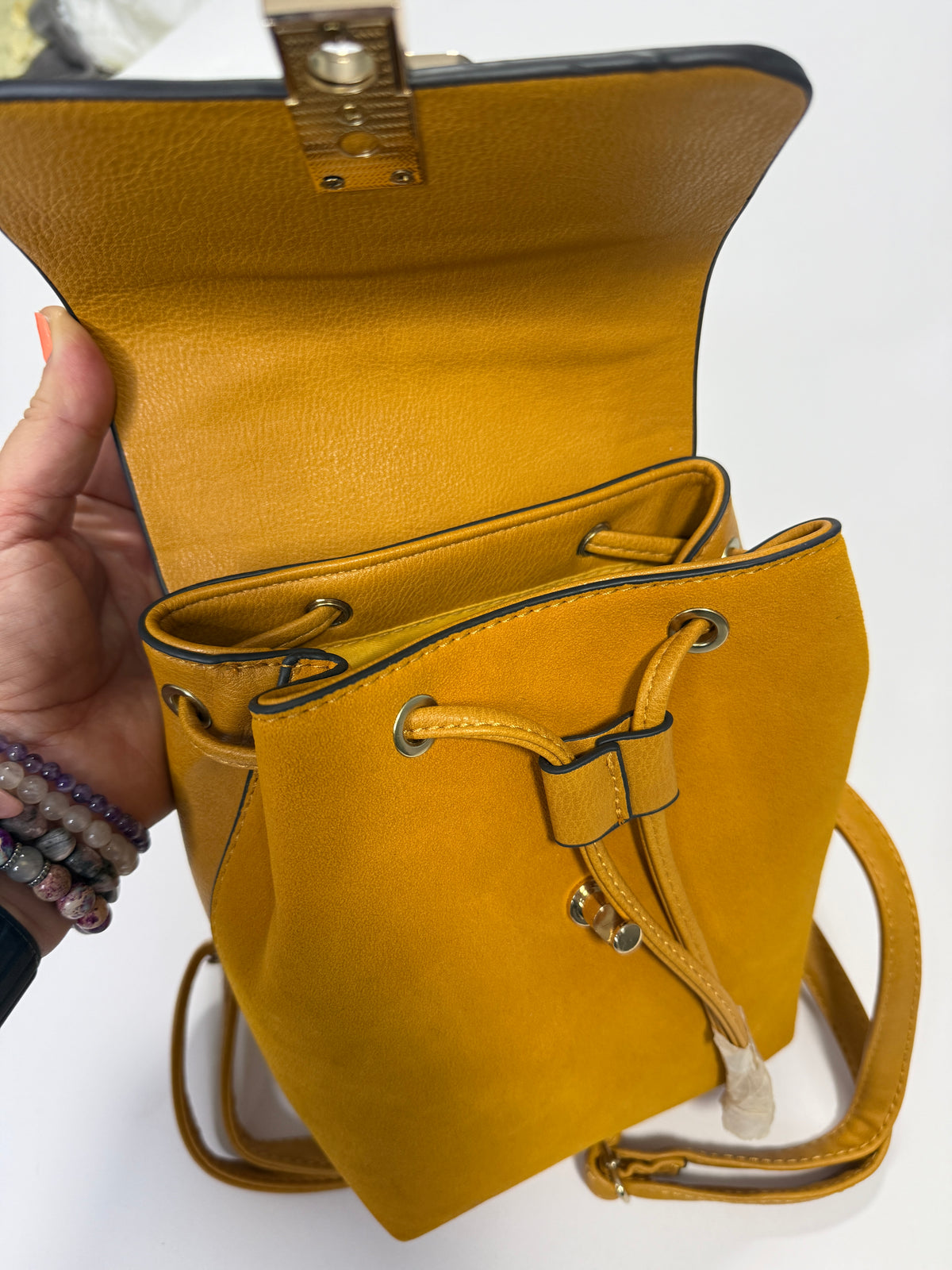 155 Women's Aldo Mustard Color Mini Backpack NEW