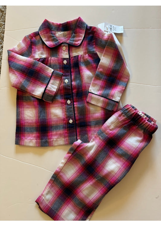 REDUCED PRICE # 34 GAP size 12-18 month girls pink flannel plaid of set new nwt