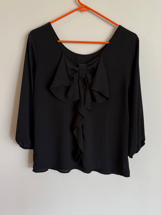 #173-women's black blouse (bow on back) size S