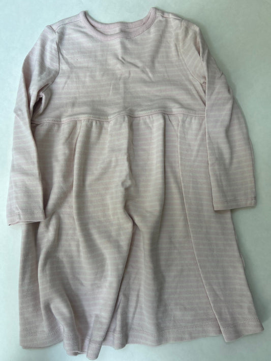 #200 Girls 4T 100cm Moon and Back Hanna Andersson light pink and white striped dress