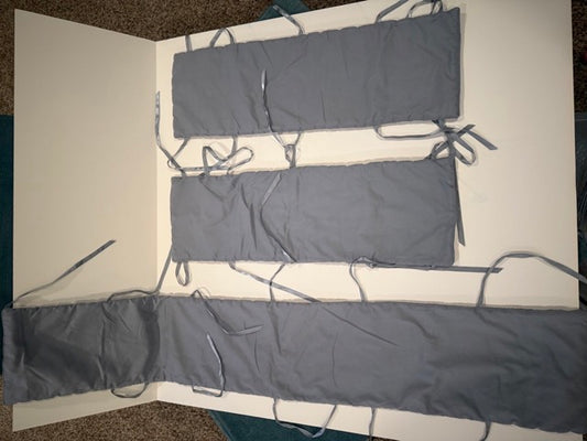 #9 -   -  Grey Crib Rail Covers - 3 sides  Baby Gender Neutral SIZE  Standard Crib