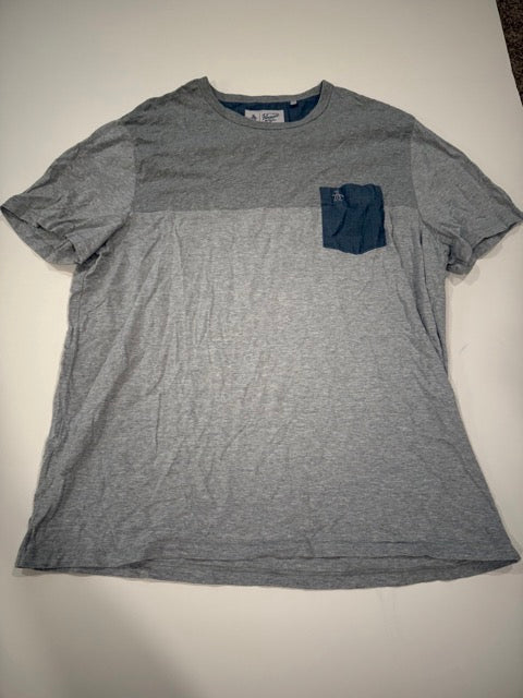 #9 -  Penguin -  Short Sleve Grey Color Block T Shirt Mens SIZE  XXL (Fits like XL)
