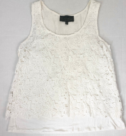 Women-Small Sunday in Brooklyn Lace Overlay Ivory Sleeveless Top