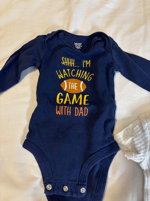 #210 Mix of Boys Bundle of Onesies Size 3-6 months "Sports Onesies" 3 included