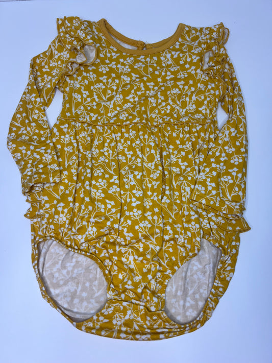 #180 Little Sleepies girls size 18-24 months golden poppies long sleeve bubble romper