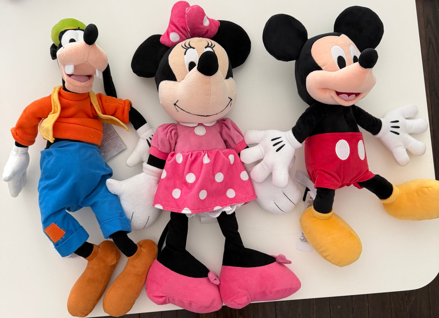 #117, Mickey, Minnie, and Goofy stuffed animals, EUC