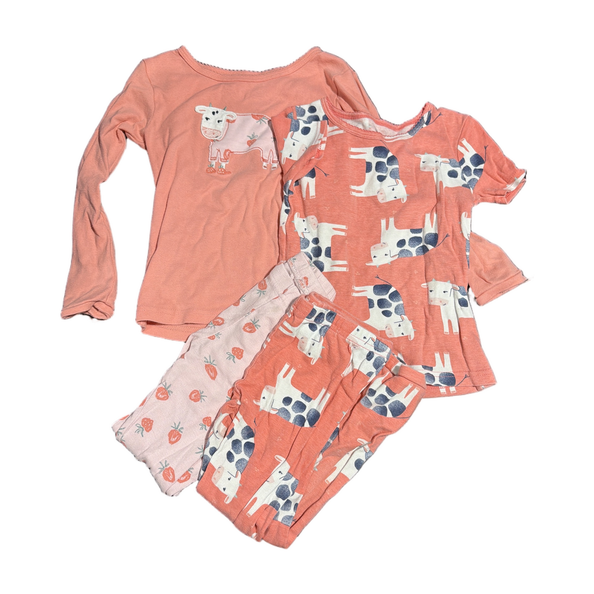 77 - 5T cow with slippers PJ set short sleeve and long sleeve