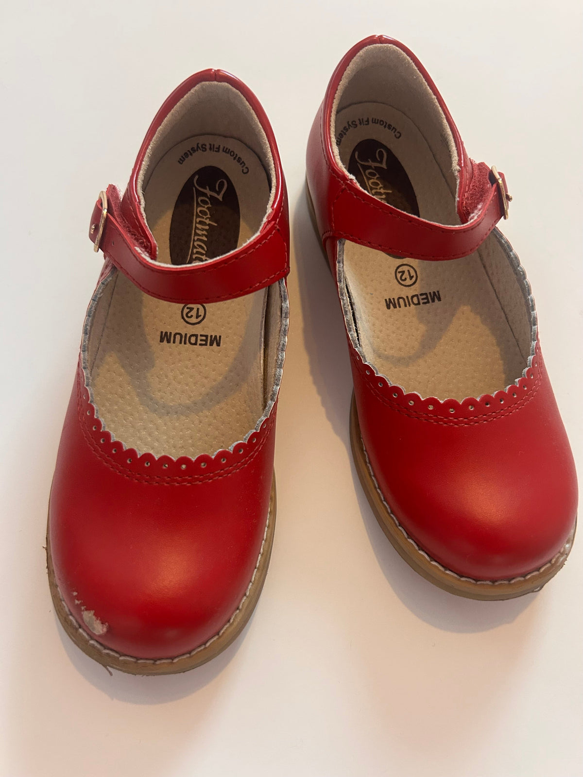 #56 REDUCED girls red Footmates size 12M