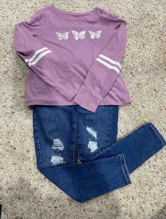 Seller #121 Girls size 10 long sleeve shirt and distressed jeans