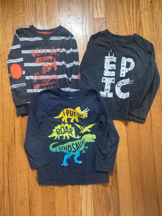 #163 Set of 3 Long Sleeve Shirts - size 5T - VGUC