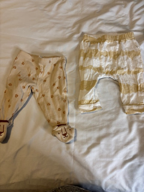 #210 Carter's Baby Boys Pants Bundle- 2 included size 3 months "stripes and paw prints"