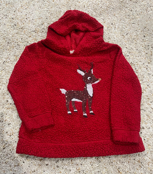 Seller #121 Fuzzy Christmas hoodie.  Size 10 Reindeer in sequin