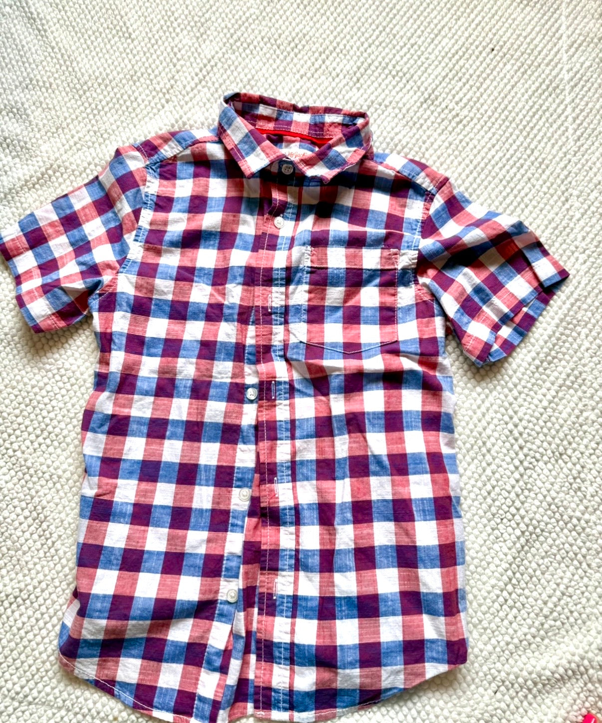 136 euc M 8/10 red white blue gingham button down cat and jack